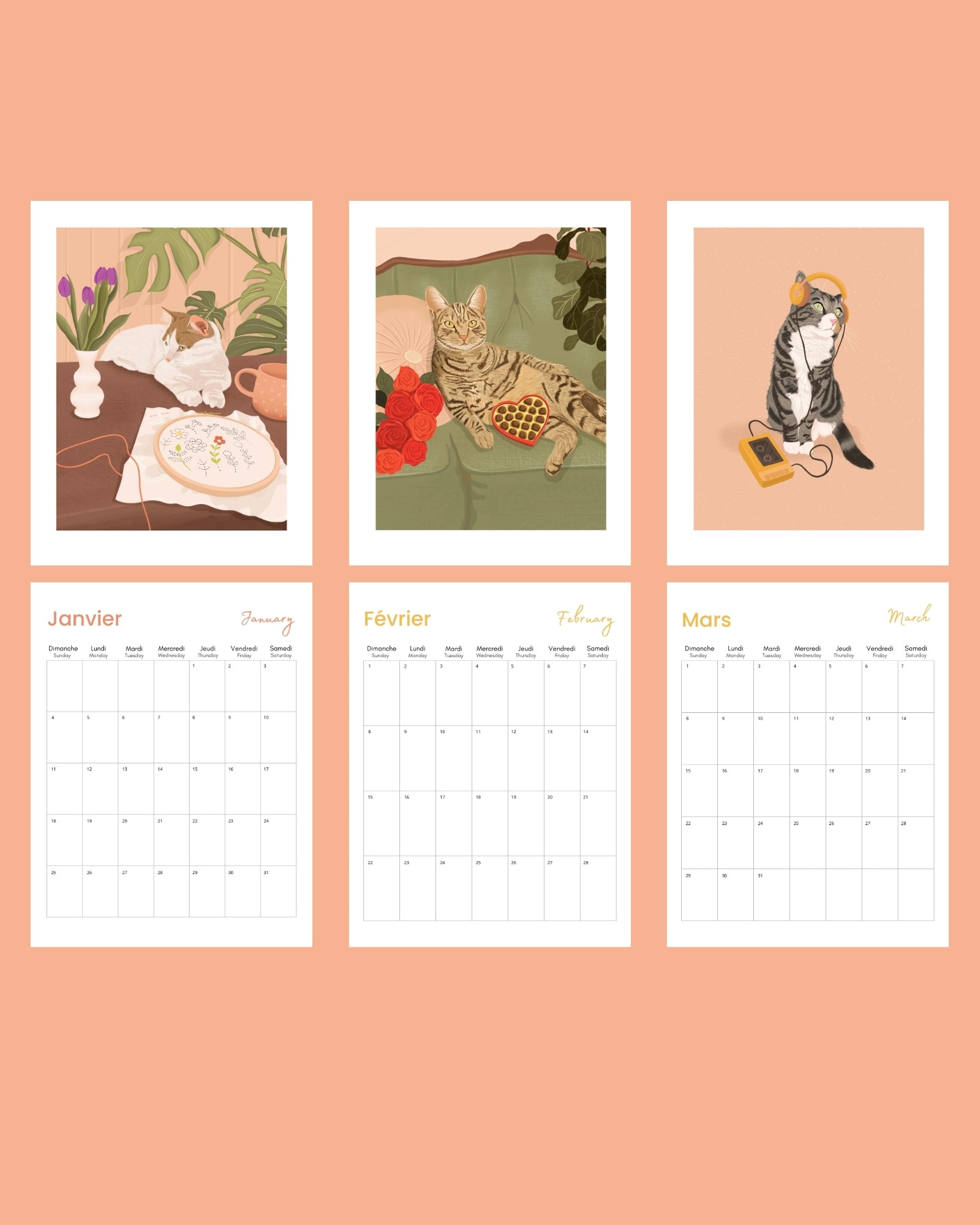 2026 Cat Wall Calendar